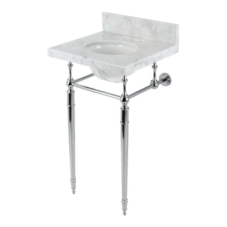 Kingston Brass 19 Carrara Marble Console Sink with Brass Legs 4 Faucet Drillings, Marble WhitePolished Chrome KVPB1917M341ST